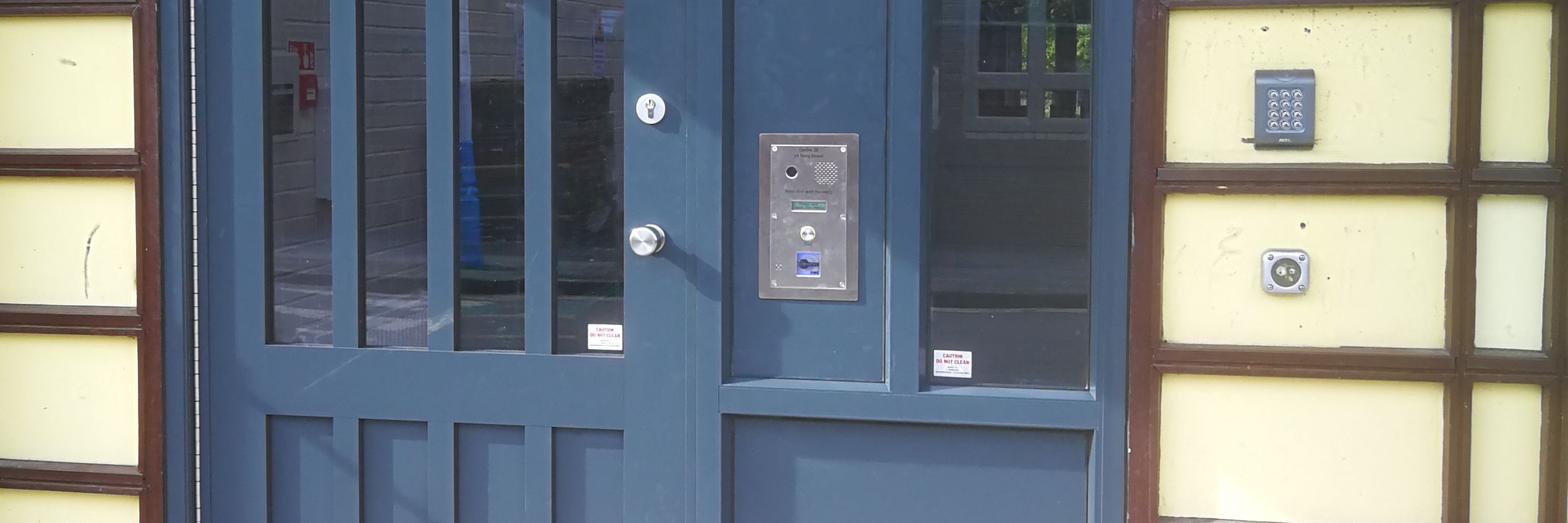 Three SBD members; two communal doors; one charity giveaway
